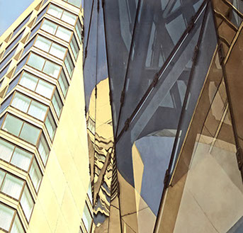 Sheryl Luxenburg, "Soaring Trusses", acrylic on linen, 36 x 24" industrialism, realism, contemporary art, fine art, precisionism